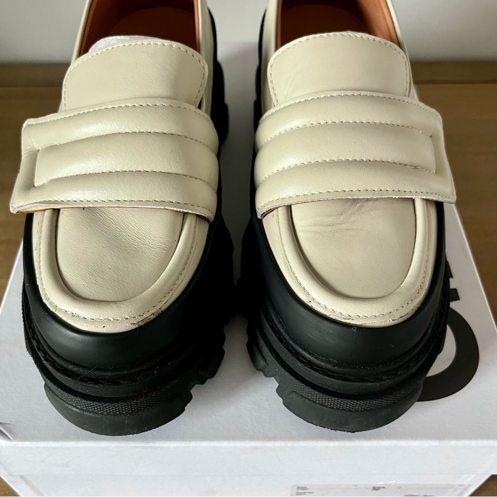 GANNI Off-White Leather Chunky Padded Loafers in Oyster Gray Women’s Size 8.5/39 - Picture 10 of 15